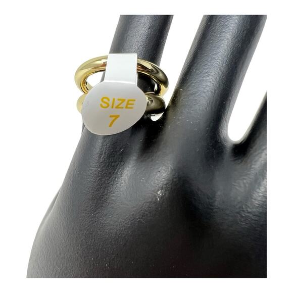Loren Stewart Deux Double Open Band Ring Gold Plated Chunky Classic Size 7 NEW - Picture 8 of 9